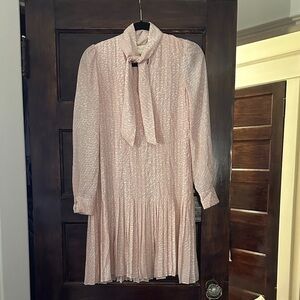 KATE SPADE Women’s Light Pink Pleated Tie-Neck Dress
